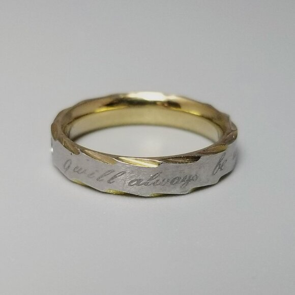 Vintage I will Always Be With You Engrave Silver Tone Gold Tone Size 6.5 Band - Picture 1 of 8